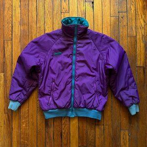 Vintage 90s Columbia 2 in 1 Reversible Puffer‎ Jacket Women Large Blue Purple